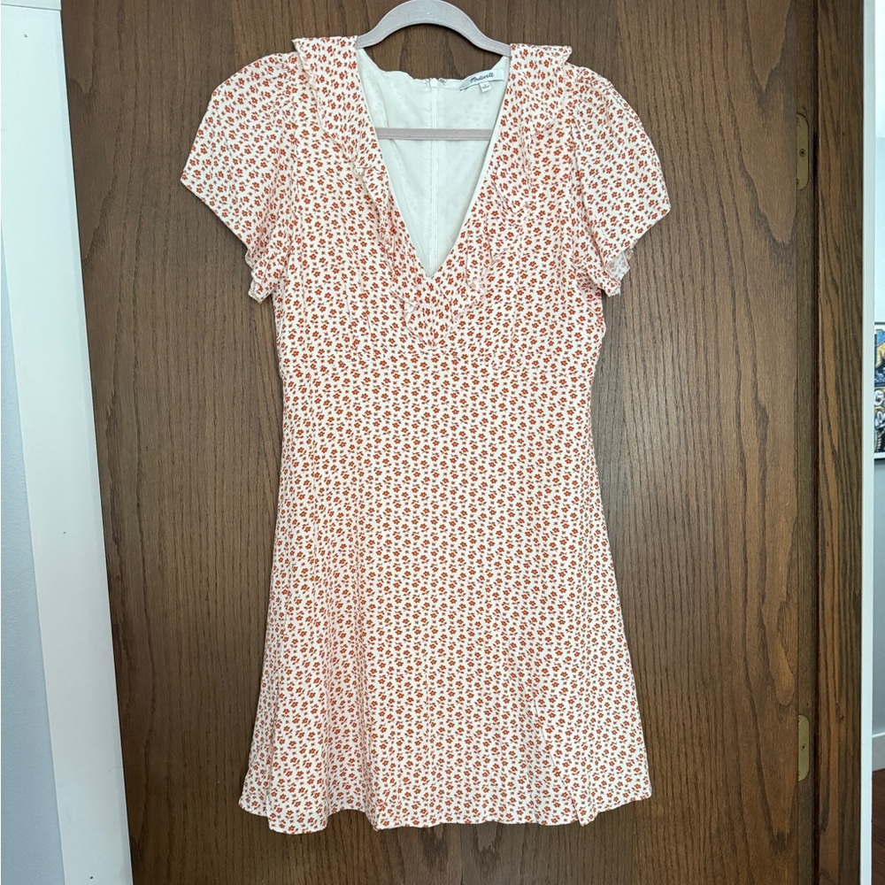Madewell Orange Ditsy Flower Mini Dress